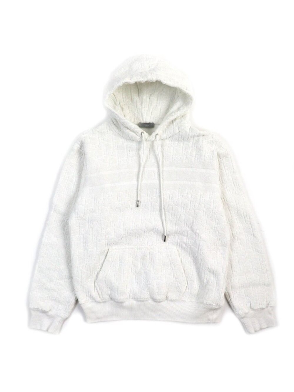 Dior Homme Cotton 100% Oblique Pile All Over Print Pullover Hoodie White XS